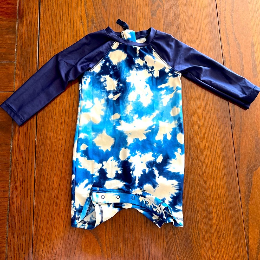 Boys swim, Size 18 mo., Cat and Jack,full back zipper, blue and cream in color